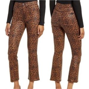 NWT- 7 For All Mankind High Waist Slim Kick Coated Leopard Print Jeans Size: 24